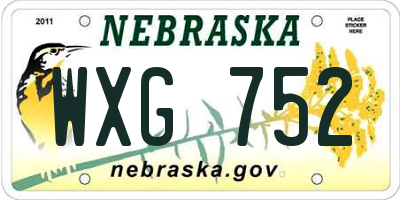 NE license plate WXG752