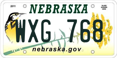 NE license plate WXG768