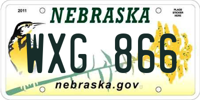 NE license plate WXG866