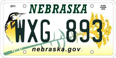 NE license plate WXG893