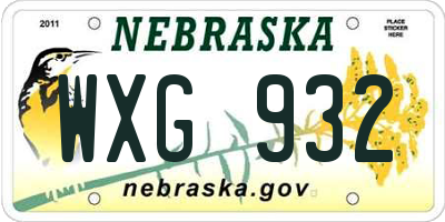 NE license plate WXG932