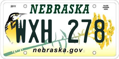 NE license plate WXH278
