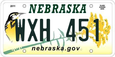 NE license plate WXH451