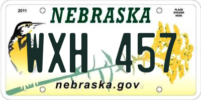 NE license plate WXH457