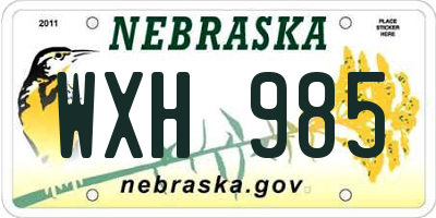 NE license plate WXH985