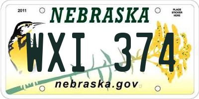 NE license plate WXI374