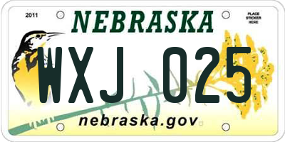 NE license plate WXJ025