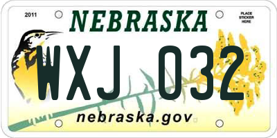 NE license plate WXJ032