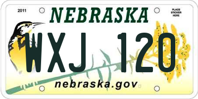 NE license plate WXJ120