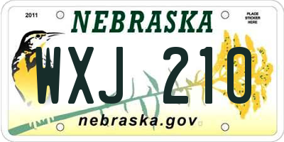 NE license plate WXJ210