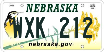 NE license plate WXK212