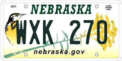 NE license plate WXK270
