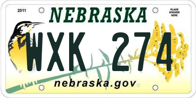 NE license plate WXK274