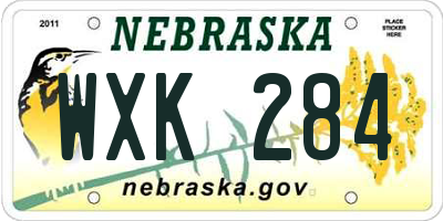 NE license plate WXK284