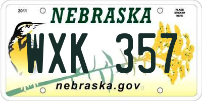 NE license plate WXK357