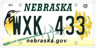 NE license plate WXK433