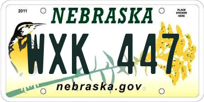 NE license plate WXK447