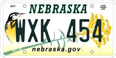 NE license plate WXK454