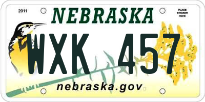 NE license plate WXK457