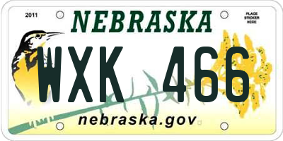 NE license plate WXK466