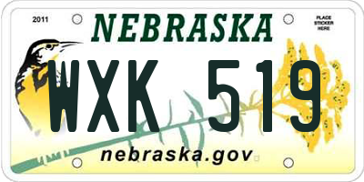 NE license plate WXK519