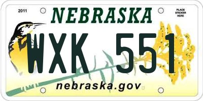 NE license plate WXK551
