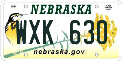 NE license plate WXK630