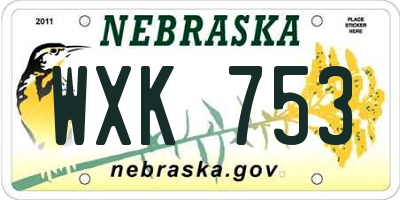 NE license plate WXK753