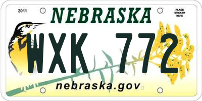 NE license plate WXK772