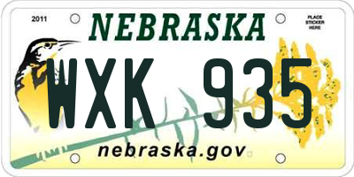 NE license plate WXK935