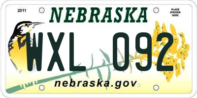 NE license plate WXL092