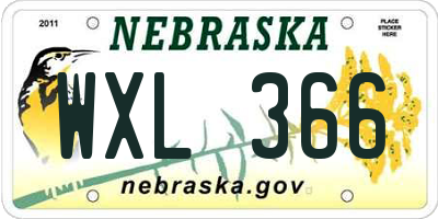 NE license plate WXL366