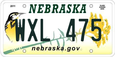 NE license plate WXL475