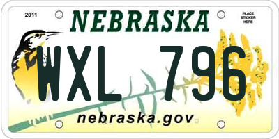 NE license plate WXL796