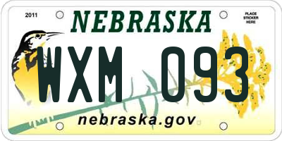 NE license plate WXM093