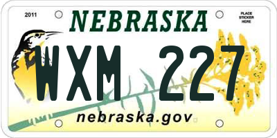 NE license plate WXM227