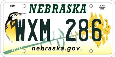 NE license plate WXM286