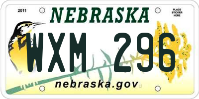 NE license plate WXM296
