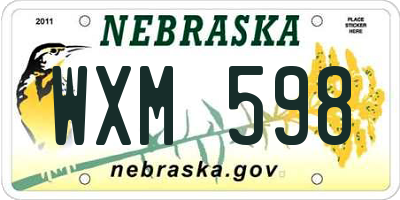 NE license plate WXM598