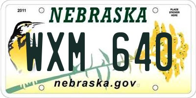 NE license plate WXM640