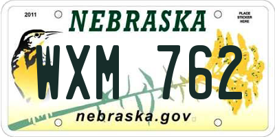 NE license plate WXM762