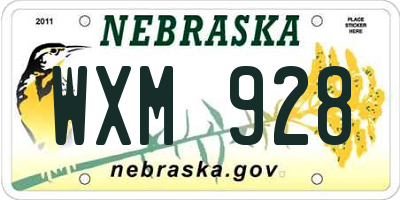 NE license plate WXM928