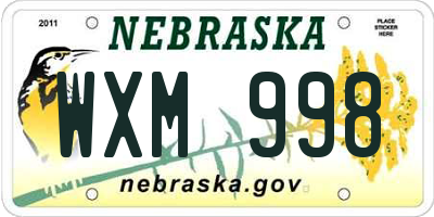 NE license plate WXM998