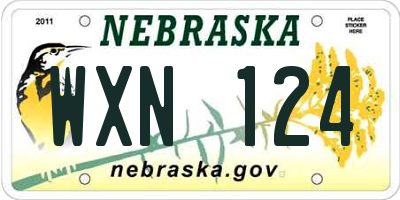 NE license plate WXN124