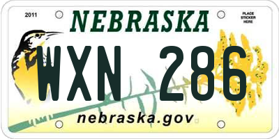 NE license plate WXN286