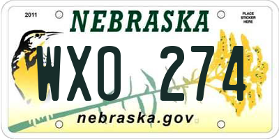 NE license plate WXO274