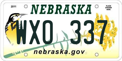 NE license plate WXO337