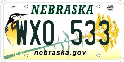 NE license plate WXO533