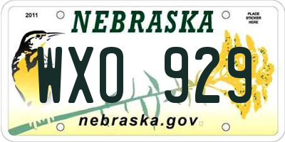 NE license plate WXO929