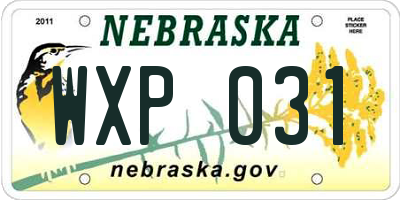 NE license plate WXP031